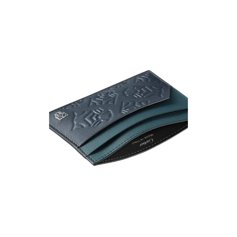 CARTIER Panthère De Cartier Calfskin Card Holder Men's Steel Gray Agate Ink-2