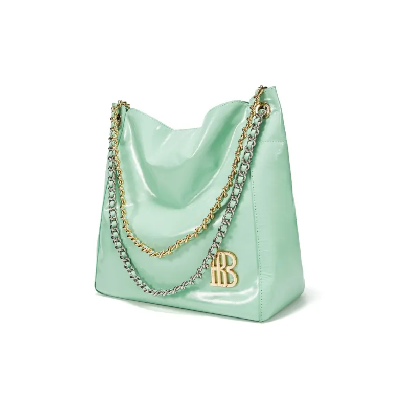 BOSSSUNWEN Italy Imports Cowhides Shoulder Bag Women's Silver/Lake Blue-9
