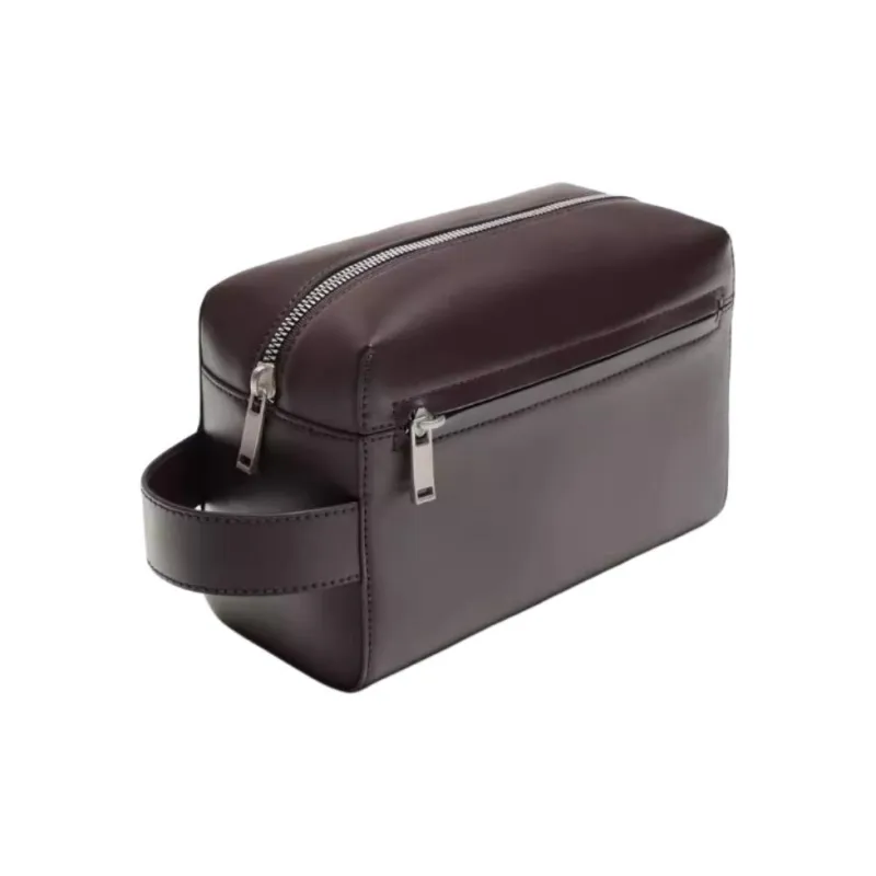 ZARA Polyurethane Toiletry Bag Men's Brown-1