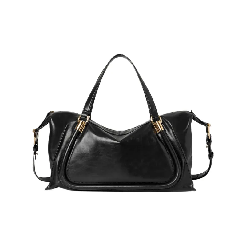 Chloe Natural Shiny Calfskin Portable Crossbody Bag, Shoulder Bag Women's Black-2