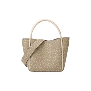Why Artificial Leather Bucket Bag, Crossbody Handbag, Shoulder Bag Medium Size Women's Milk Tea/Apricot