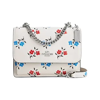 COACH Klare Leather Trunk Bag Shoulder Bag Crossbody Bag Small Size Women's White Lime Multicolor