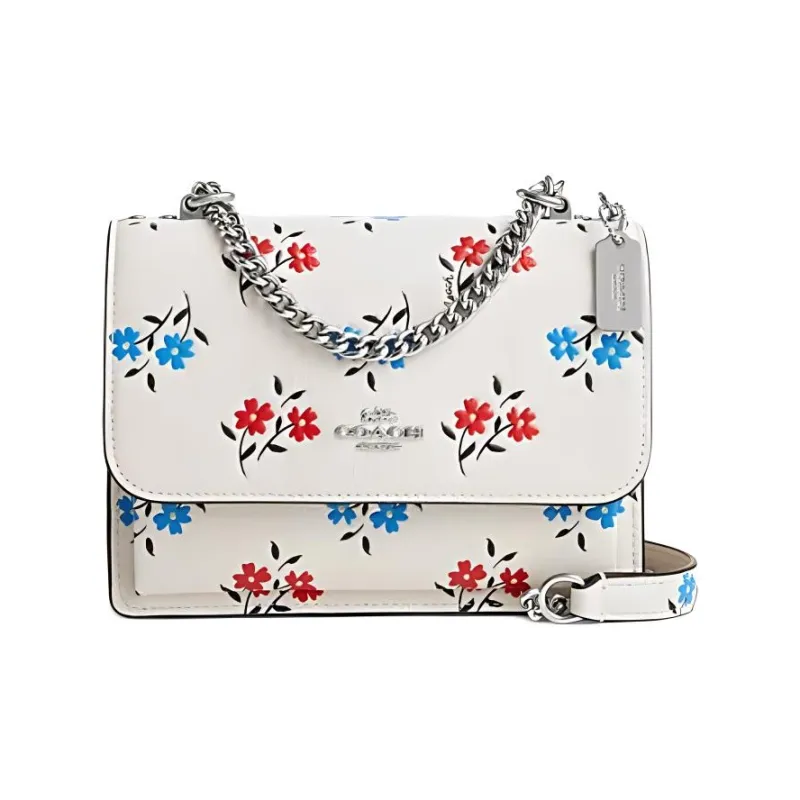 COACH Klare Leather Trunk Bag Shoulder Bag Crossbody Bag Small Size Women's White Lime Multicolor-0
