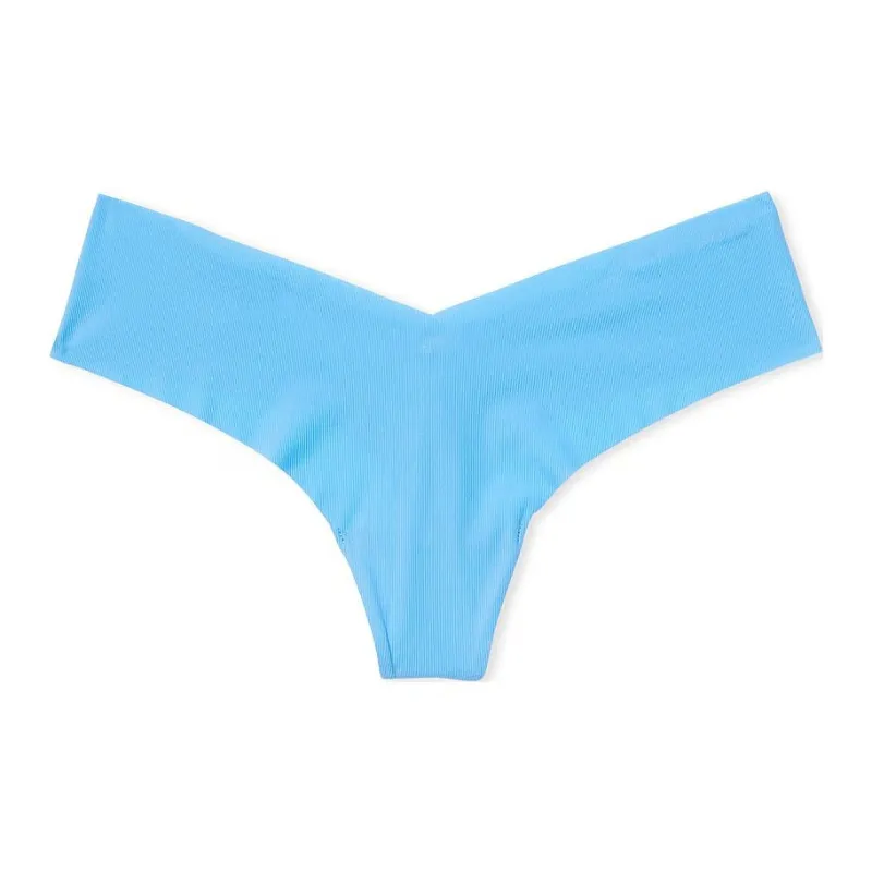 Victoria's Secret PINK NO-SHOW HIGH-LEG THONG PANTY / Castaway Blue Underpants Women's 1 Pack Drifting Blue-0