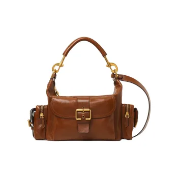 Chloe Natural Shiny Buffalo Leather Camera Bag Portable Crossbody Bag Shoulder Bag Women's Clay Brown