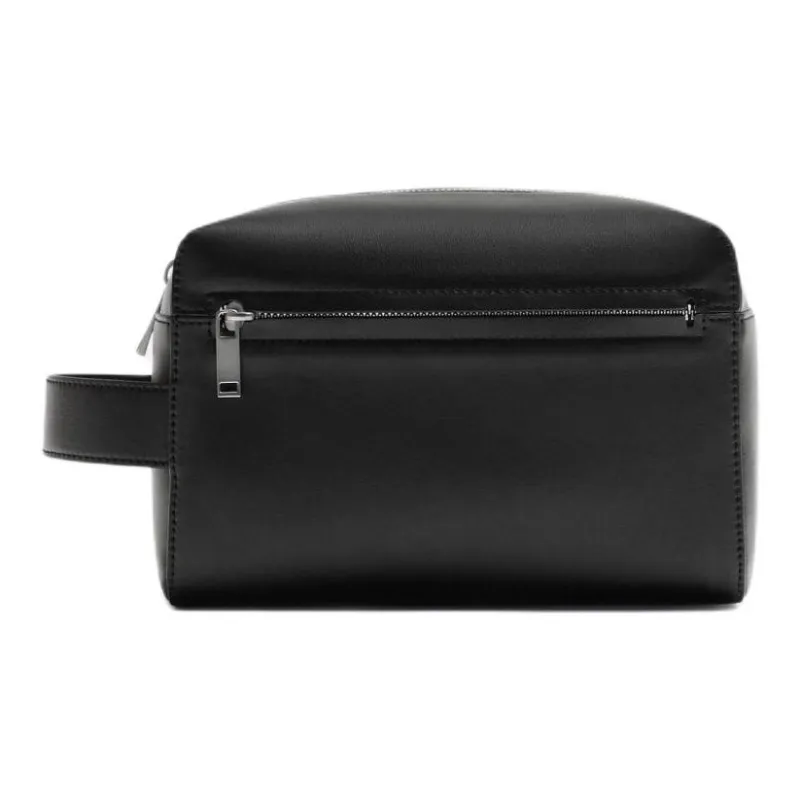 ZARA Polyurethane Toiletry Bag, Handbag Regular Men's Black-0