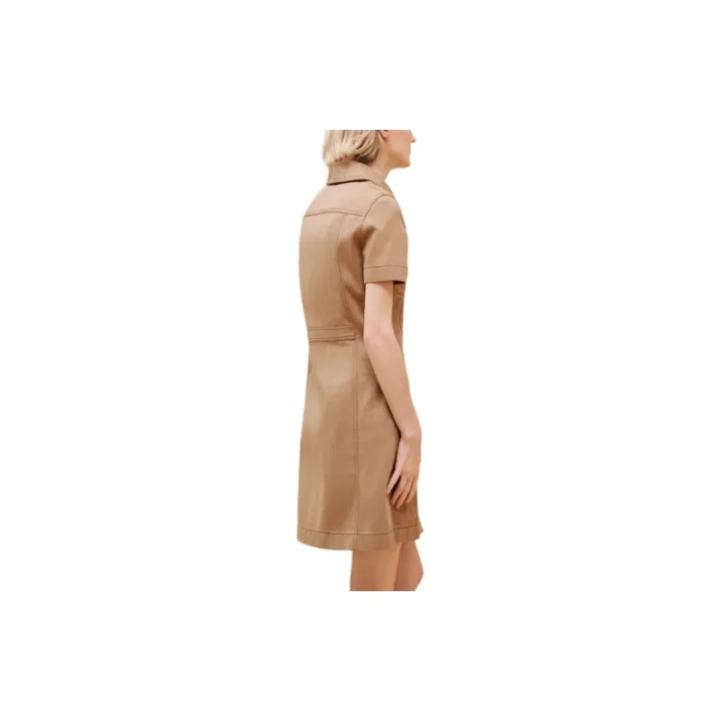 HERMES FW24 Short Sleeved Dress Women's Marble Beige-1