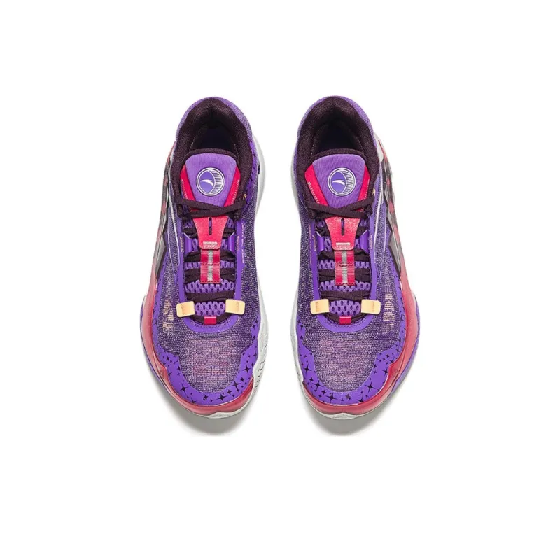 Anta Anti Slip And Wear Resistant Support Low Top Basketball Shoes Men's Noya Purple-2