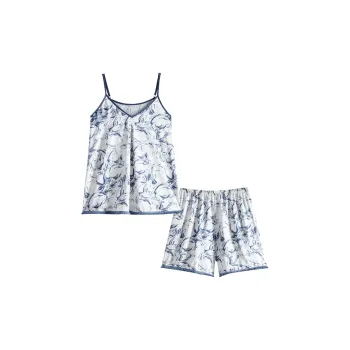 Dream Heart Pajama Set Women's Blue And White Porcelain