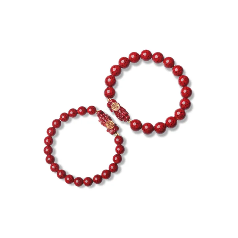 Gu He Reconstructed Cinnabar Jade Bracelets Unisex-8