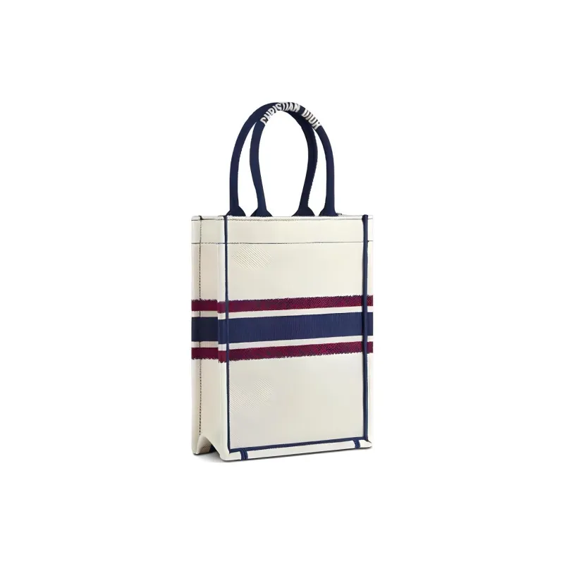 DIOR BookTote Embroidery Tote Bag, Shopping Bag, Sheet Music Bag, Handbag Women's White-2