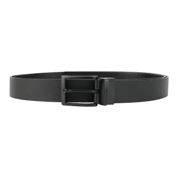 EMPORIO ARMANI Solid Color Design, Pin Buckle Leather Belts Men's Black Width 3.5CM