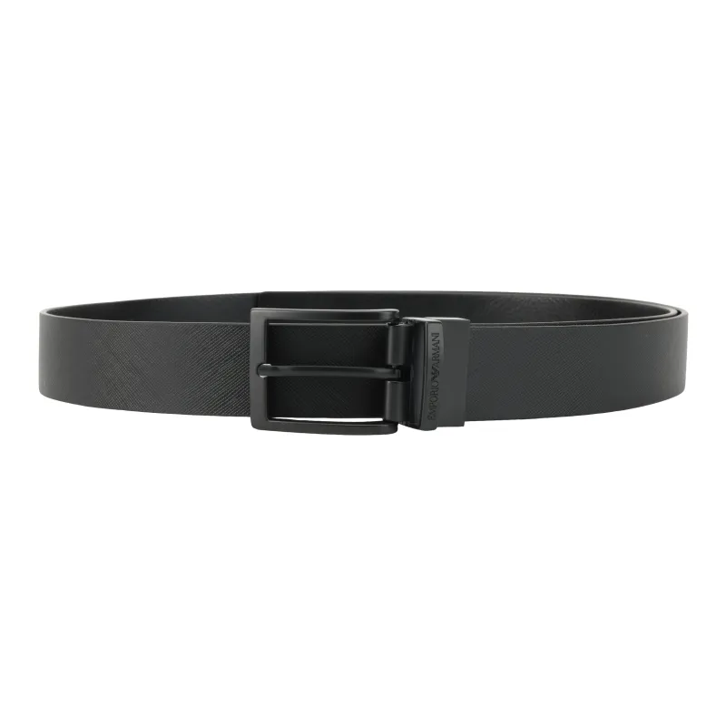 EMPORIO ARMANI Solid Color Design, Pin Buckle Leather Belts Men's Black Width 3.5CM-0
