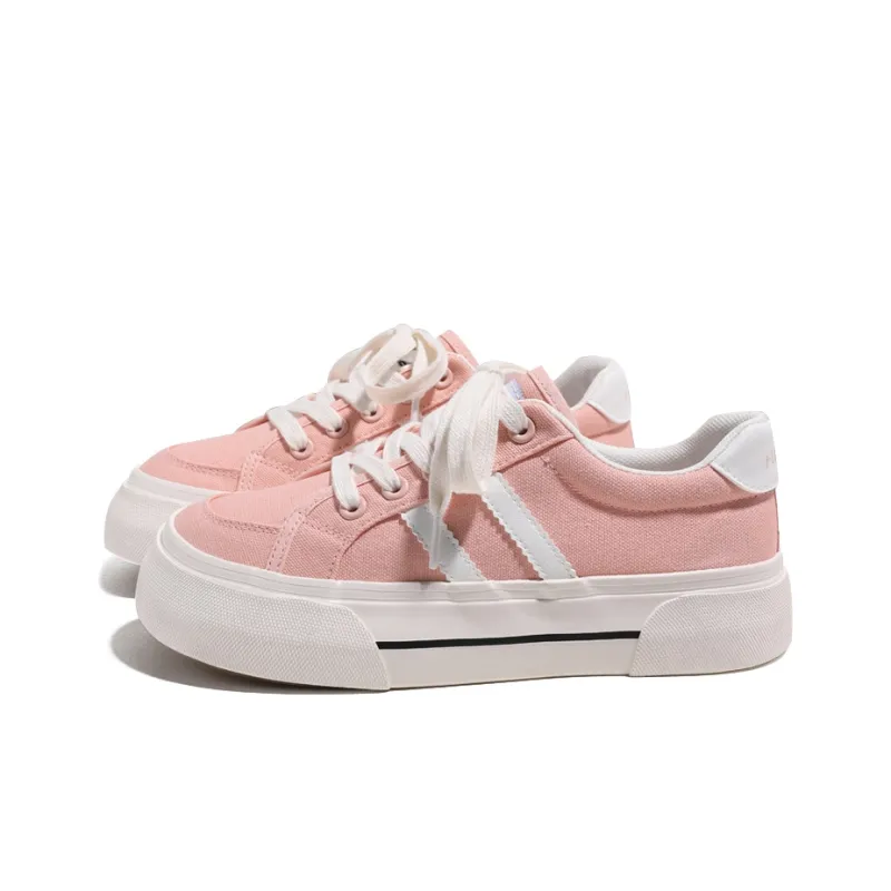 HUANQIU Breathable Low Top Canvas Shoes Women's Tangerine Pink-2
