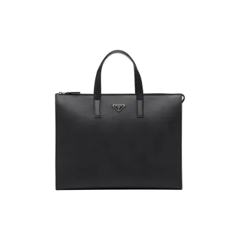 PRADA Saffiano Leather Tote Bag Shopping Bag Handbag Men's Black