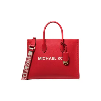 MICHAEL KORS Mirella Pebble Leather Shoulder Bag, Crossbody Bag, Handbag Medium Size Women's Bright Red