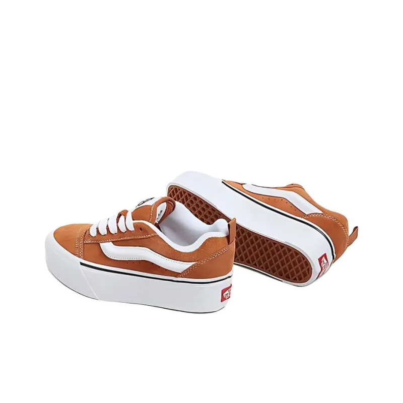 Vans Knu Stack Anti Slip Wear Resistant Low Top Canvas Shoes Unisex Brown-3