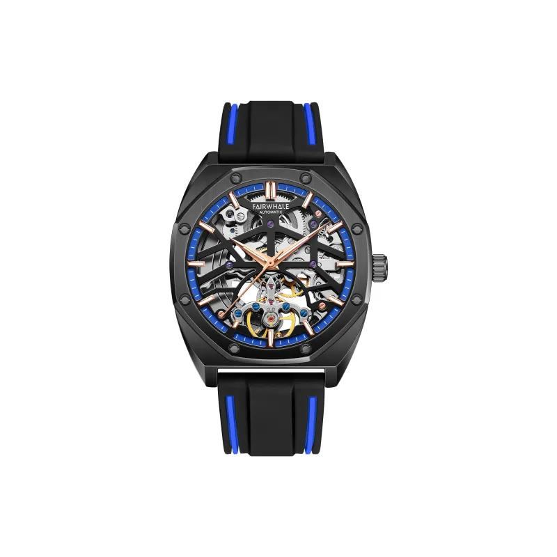 FAIRWHALE Pioneer Collection Men's Watch Automatic Mechanical Movement Rubber Strap Watch Men's Watches Cut Out Dial-5