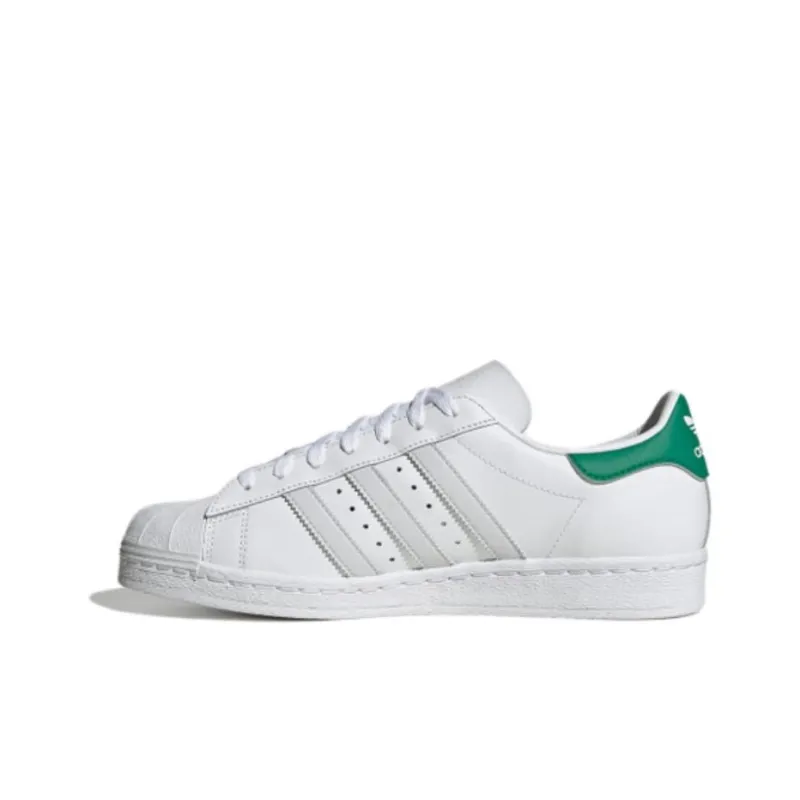 Adidas Originals Superstar 82 Non slip Lightweight Low Top Skateboard Shoes Unisex White Green-0