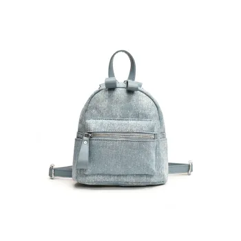 BAODIDAISHU Denim Backpack Women's Light Blue/Dark Blue/Brown