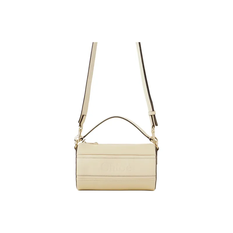 Chloe Shiny Grained Calfskin Handbag Shoulder Bag Women's Beige-0