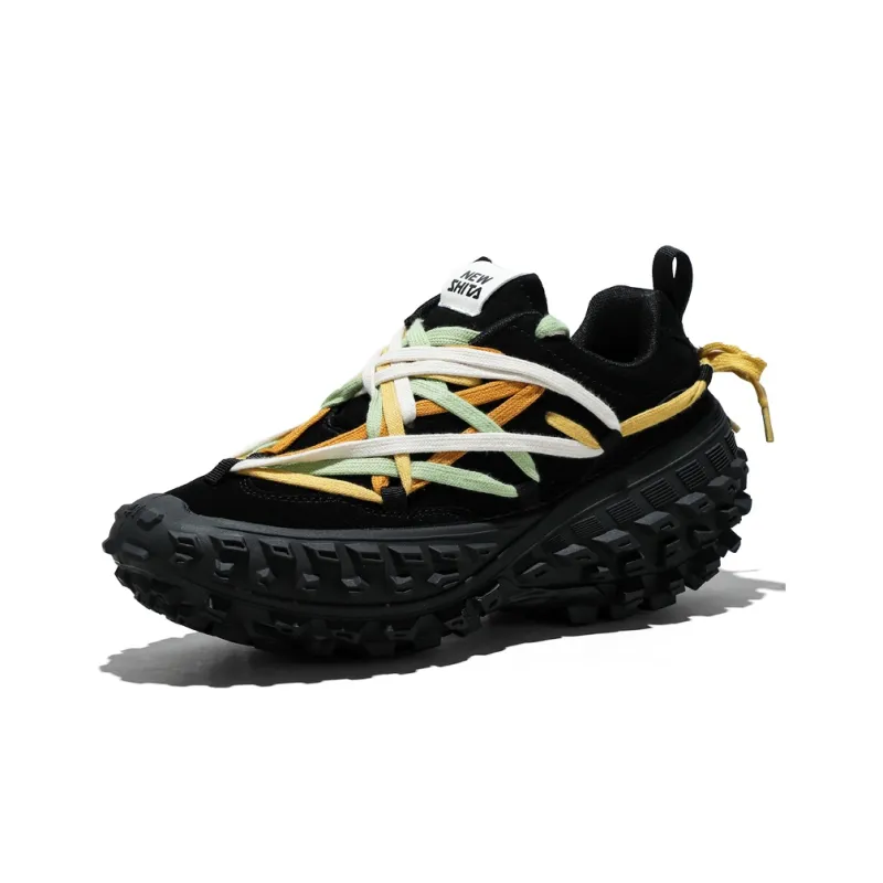 BOIGEMES Chunky Sneakers Unisex Low Top Black/Beige-1
