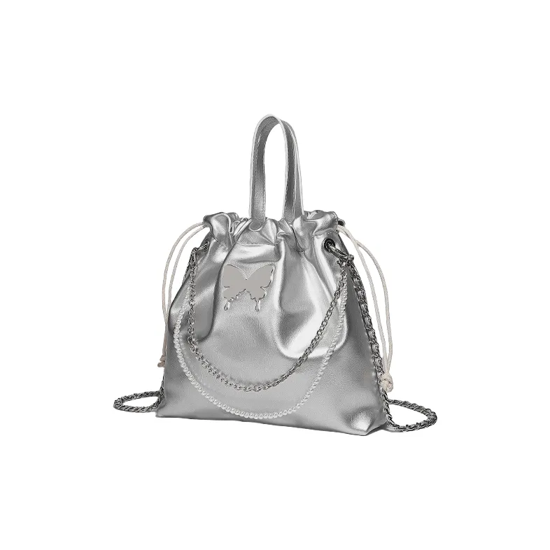 H YXIANG PU One Shoulder Handbags Regular Women's Silver/Black-1