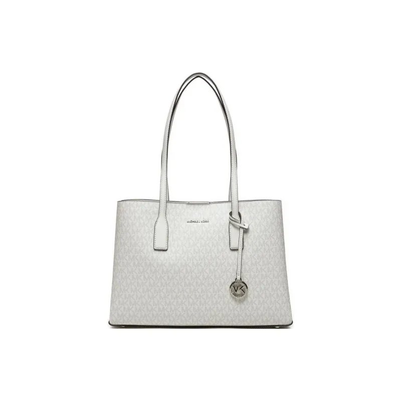 MICHAEL KORS Coated Canvas Tote Bag, Shopping Bag, Shoulder Bag, Handbag Women's White-0
