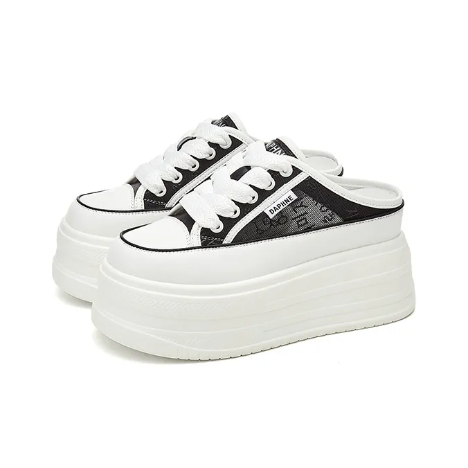 DAPHNE Wrap toe Slippers Women's Black/White-2