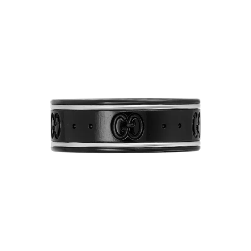 GUCCI 18K White Gold Rings Unisex Black-1