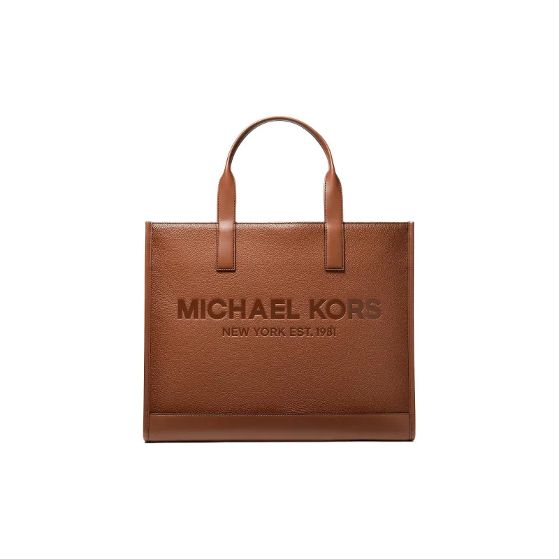 MICHAEL KORS MK Cooper Pebbled Leather Tote Bag, Shopping Bag, Handbag Women's Brown-0