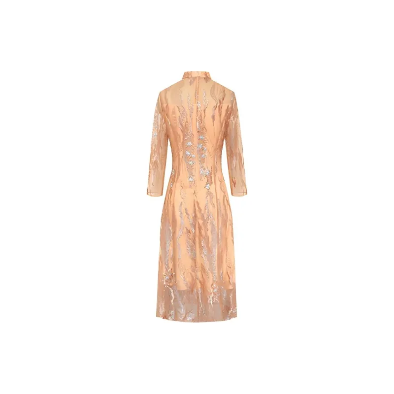 BBLLUUEE Long Sleeved Dress Women's Rimu Orange-1