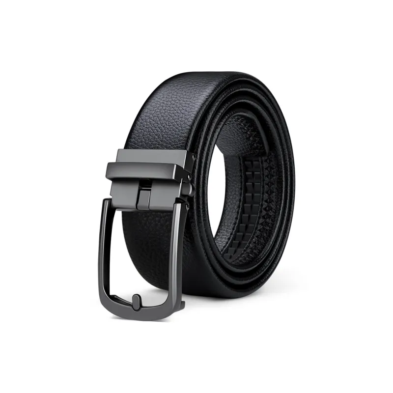 WilliamPOLO Cow Leather Leather Belts Men's Gunmetal/Dark Gunmetal 3.5cm Width-0