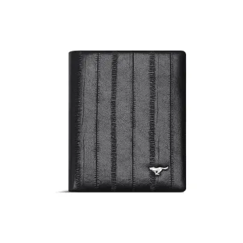 SEPTWOLVES Top Grain Cow Leather Money Clip Wallet Card Holder Regular Men's Black