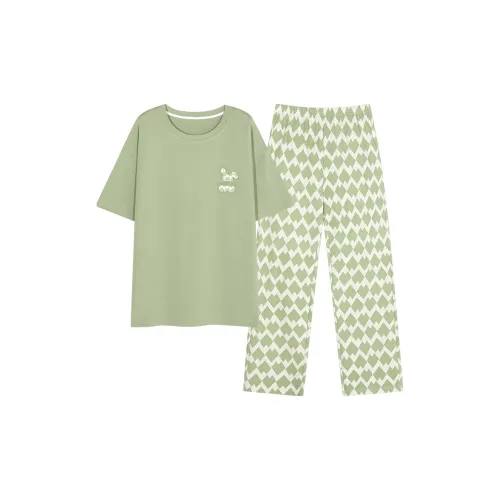 The Story Of The Flower Season Pajama Set Women's Yellow Green