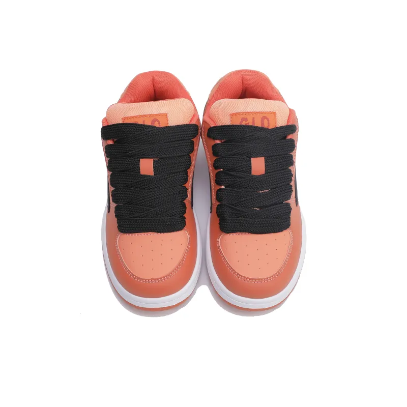 GLO BULL Skateboard Shoes Unisex Low Top Orange Black-3