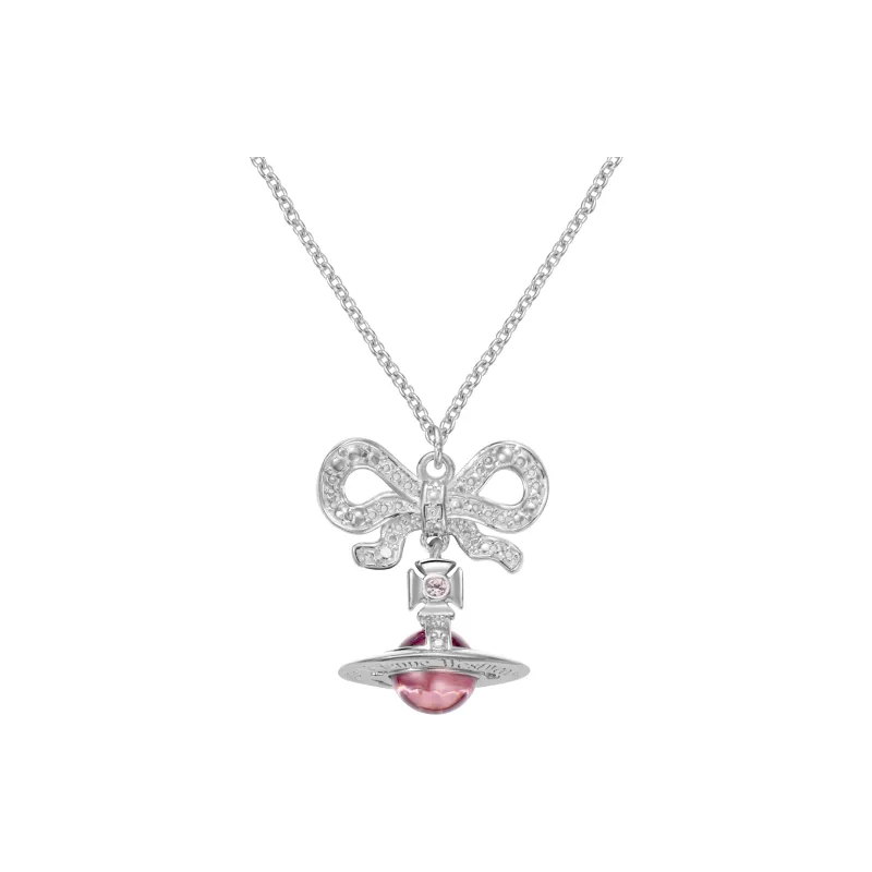 Vivienne Westwood Brass Necklaces Unisex Silver Pink-1