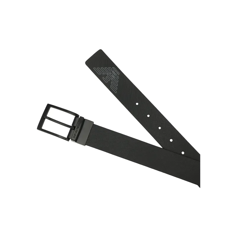 EMPORIO ARMANI Solid Color Design, Pin Buckle Leather Belts Men's Black Width 3.5CM-3