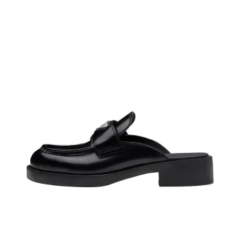 PRADA 40mm Mule Black Brushed Leather Women's