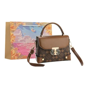 BRINCH PU One Shoulder Handbag Regular Women's Coffee/Coffee & White/Coffee & Yellow/Khaki & White