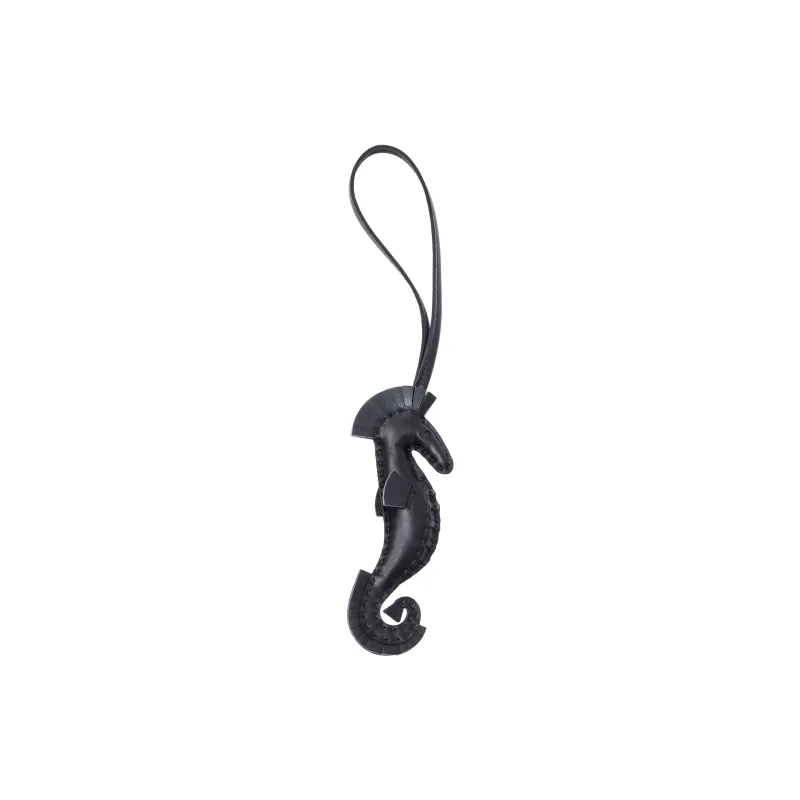 HERMES Sheepskin Keychains Unisex Black-0