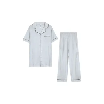 Red Beans At Home Pajama Set Men's Light Heather Plaid