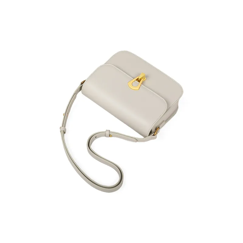 MILLIE'S Cow Leather With Synthetic Leather Underarm Shoulder Bag, Crossbody Bag, Small Square Bag Regular Women's Ecru-6