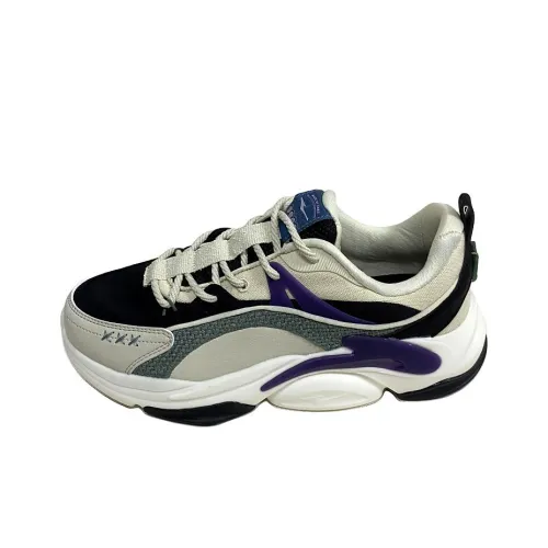 Erke Bullets Cushioning Breathable Low Top Running Shoes Men's Black Purple
