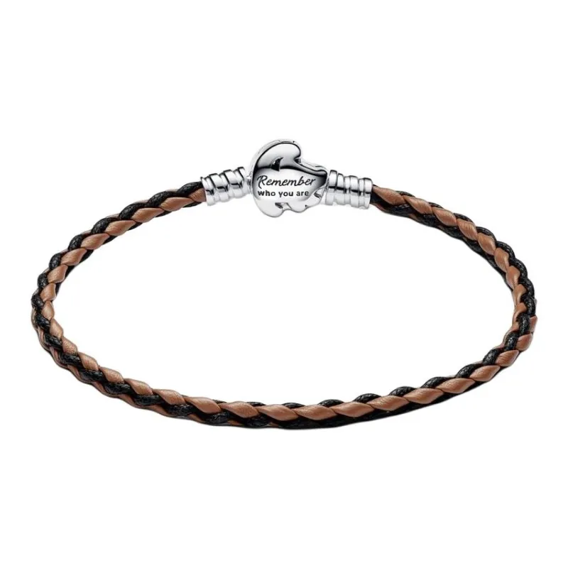 Pandora Sterling Silver Leather Bracelets Women's Brown-1