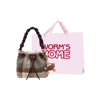 Worm's Home Woolen Portable Bucket Bag Crossbody Bag Regular Women's Brown/Coffee