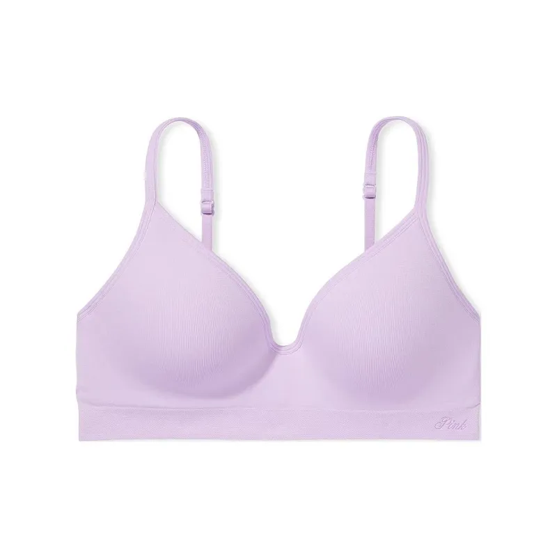 Victoria's Secret PINK SEAMLESS WIRELESS PUSH-UP BRALETTE / Pastel Lilac Bra Women's Light Purple-0
