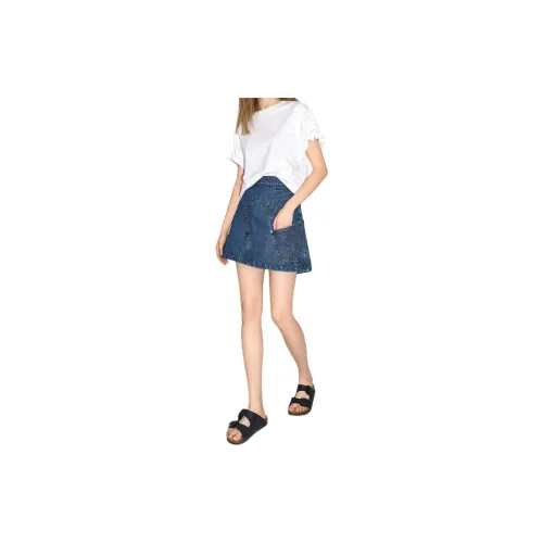 Bethine Casual Short Skirts Women's Dark Denim Blue