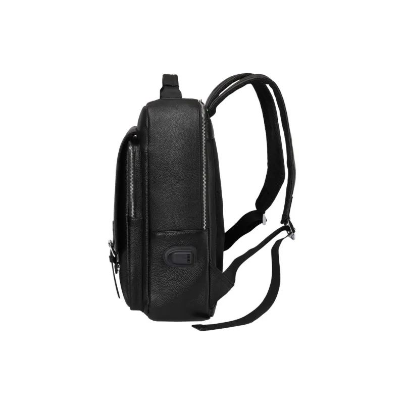 DOSRFINI Top Grain Cow Leather Backpack Large Size Men's Black-2