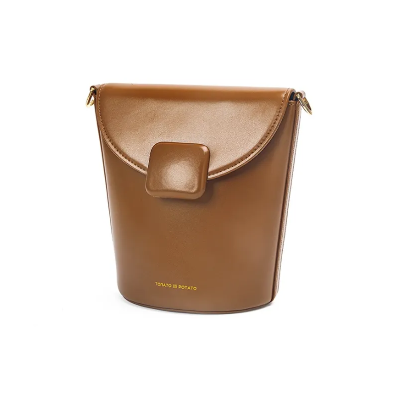 TOMATO&POTATO Cow Leather Cell Phone Pouch, Shoulder Bag, Crossbody Bag Regular Women's Brown/Ecru/Light Pink-1